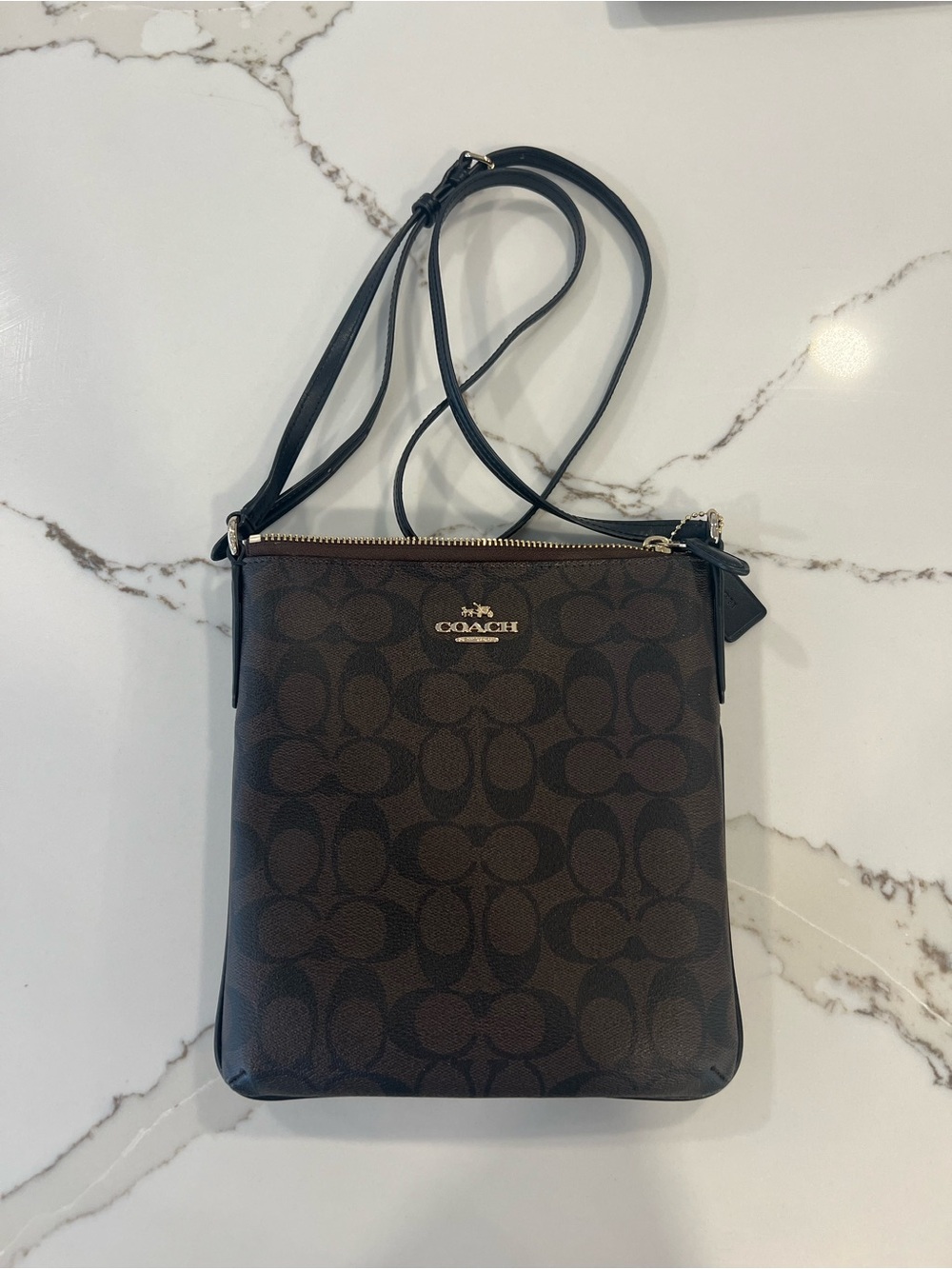 Coach Brown Signature Crossbody with Gold-Tone Logo